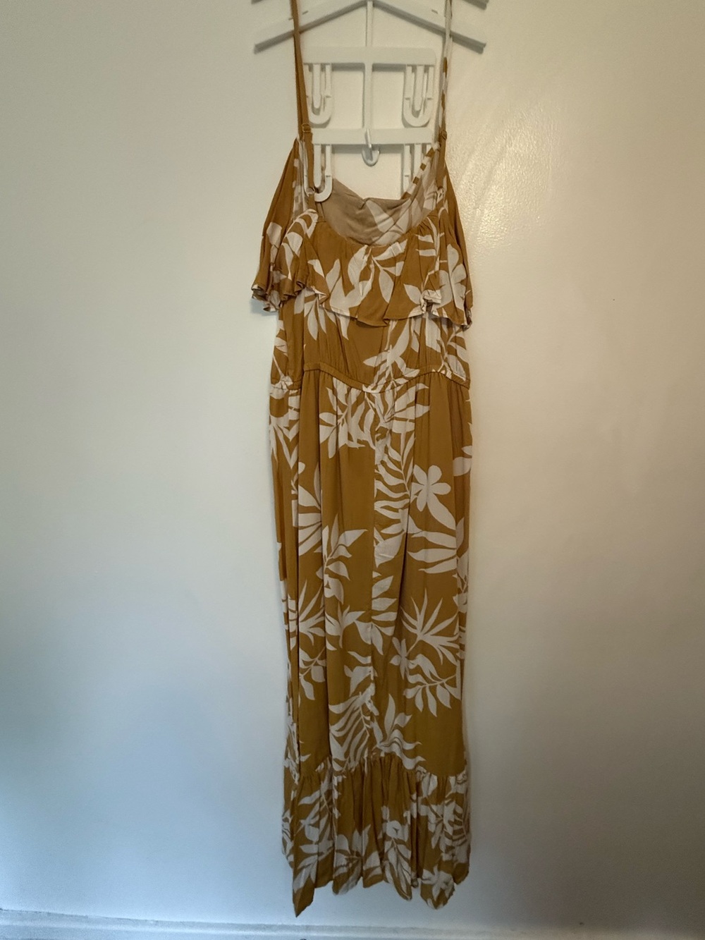 NWT Old Navy Mustard Yellow Tropical Tiered Maxi Dress size large tall - Picture 14 of 16